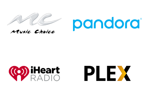Music Choice, Pandora, iHeart Radio, Plex
